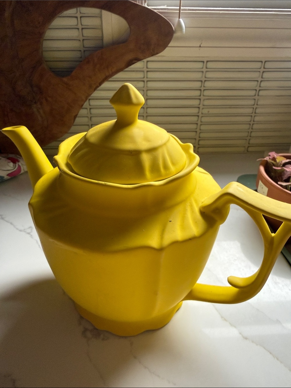CB2 Bright Yellow Ceramic Teapot